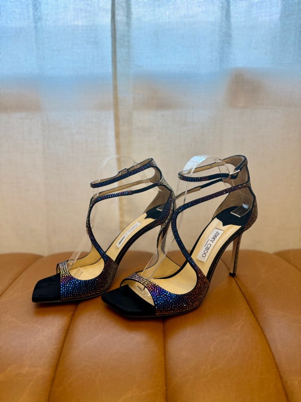 Jimmy Choo Azia 95 Ultraviolet Crystal Sandal